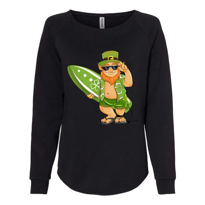 Surfing Leprechaun Hawaiian Surfing St Patricks Day Hawaii Cute Gift Womens California Wash Sweatshirt