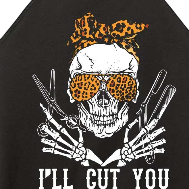 Skull Leopard Hairdresser ILl Cut You Halloween Women’s Perfect Tri Rocker Tank