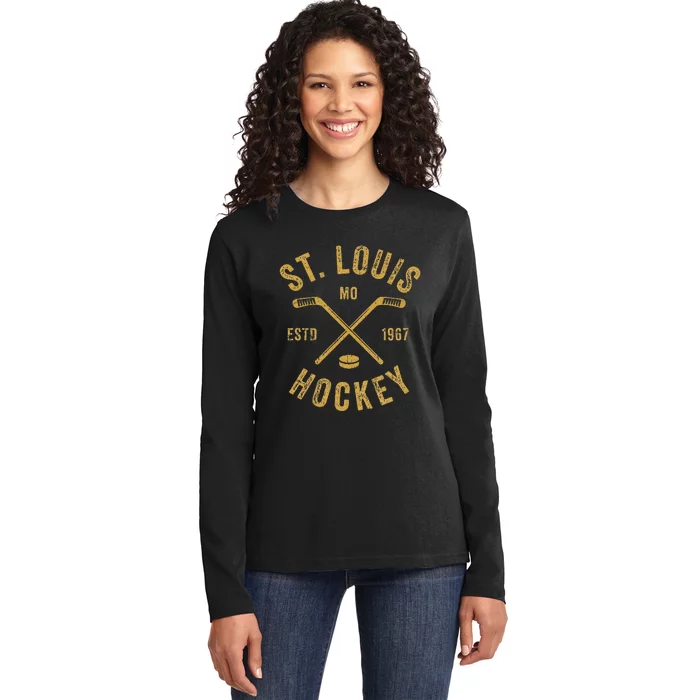 St. Louis Ice Hockey Hoodie Crossed Sticks Ladies Long Sleeve Shirt