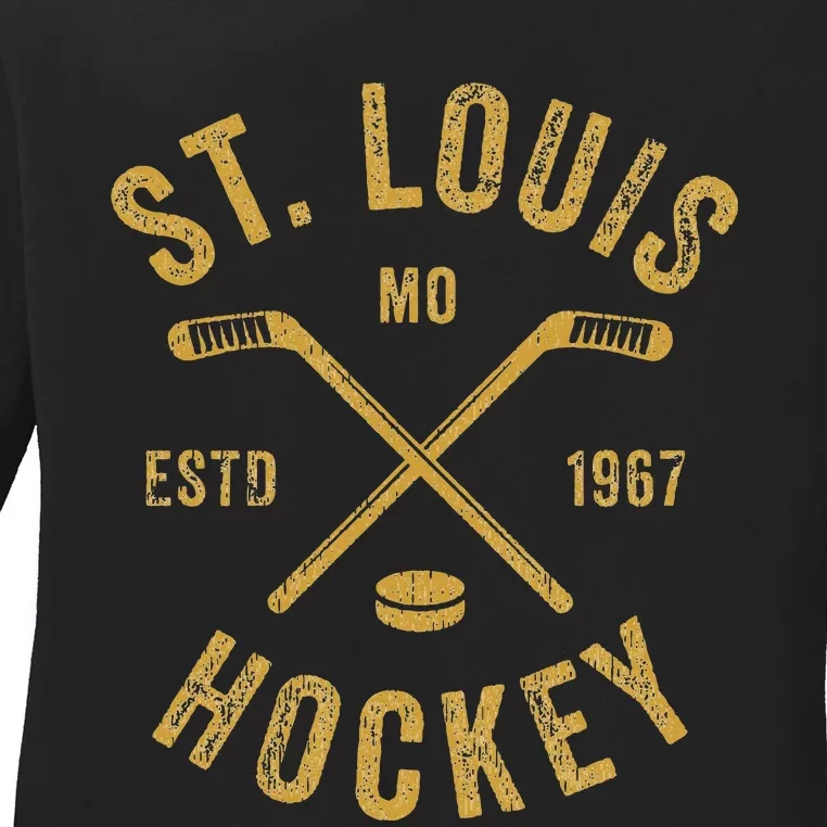 St. Louis Ice Hockey Hoodie Crossed Sticks Ladies Long Sleeve Shirt