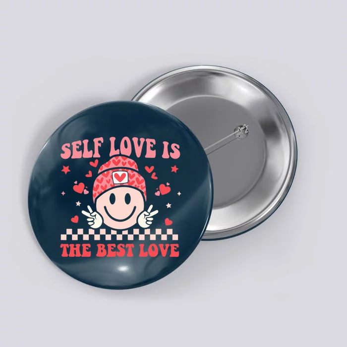 Self Love Is The Best Love Groovy Retro Valentines Day Funny Button