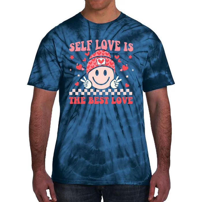 Self Love Is The Best Love Groovy Retro Valentines Day Funny Tie-Dye T-Shirt