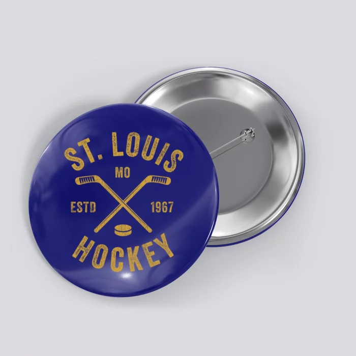 St Louis Ice Hockey Gift Crossed Sticks Gift Button