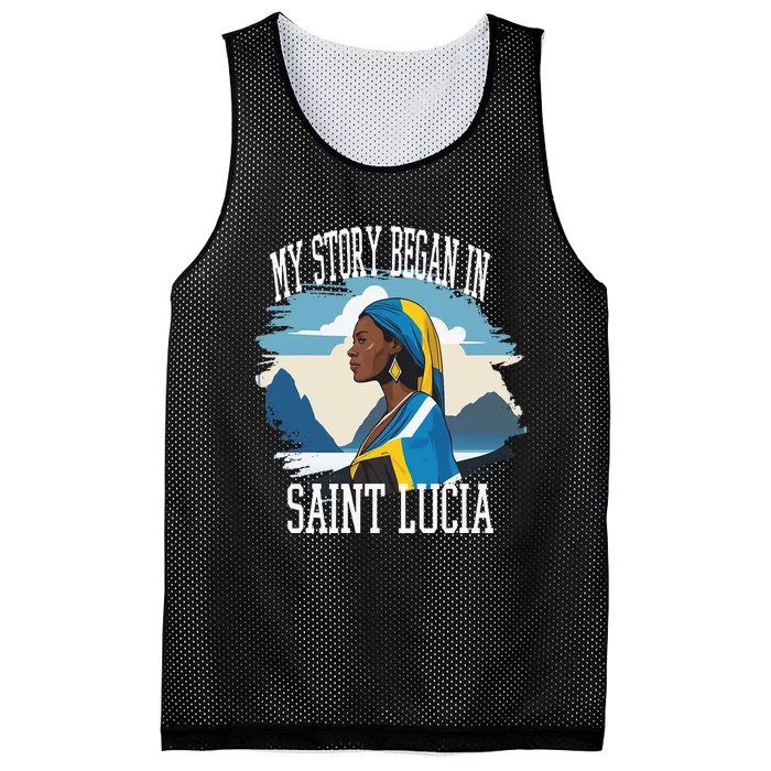 St. Lucia Independence My Story Began In St. Lucia Heritage Mesh Reversible Basketball Jersey Tank