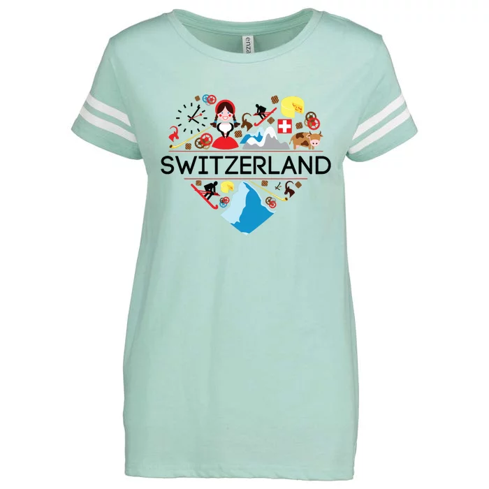 Switzerland Love Illustrated Swiss Symbol Alpine Enza Ladies Jersey Football T-Shirt