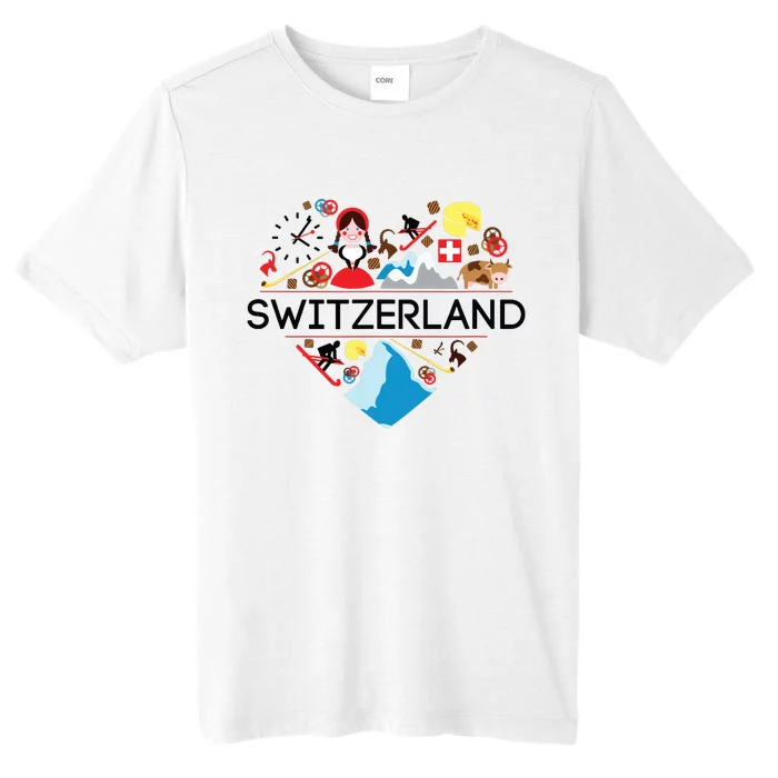 Switzerland Love Illustrated Swiss Symbol Alpine ChromaSoft Performance T-Shirt