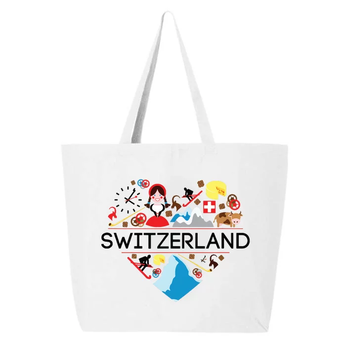 Switzerland Love Illustrated Swiss Symbol Alpine 25L Jumbo Tote