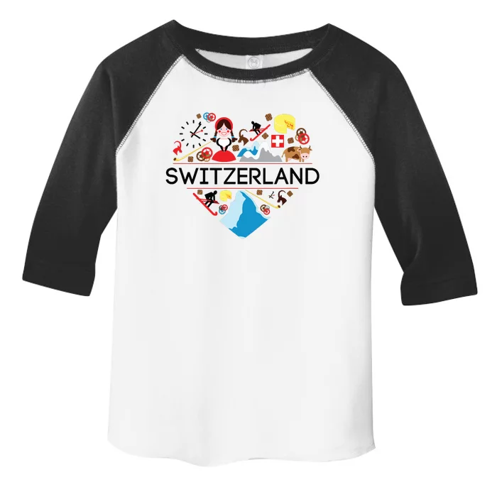 Switzerland Love Illustrated Swiss Symbol Alpine Toddler Fine Jersey T-Shirt