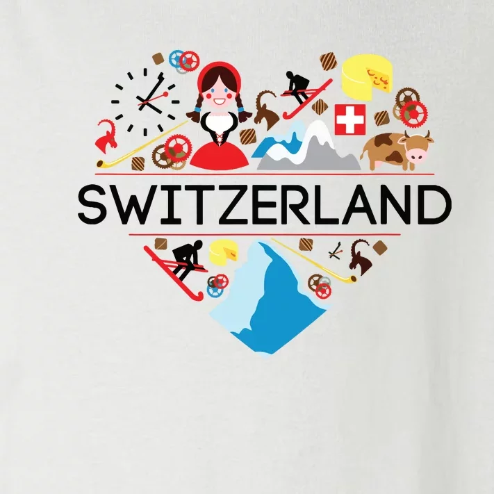 Switzerland Love Illustrated Swiss Symbol Alpine Toddler Long Sleeve Shirt