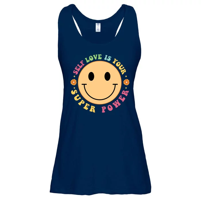 Self Love Is Your Super Power Smile Face Ladies Essential Flowy Tank