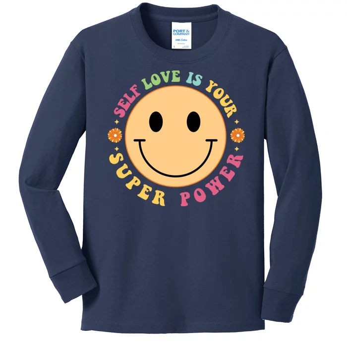 Self Love Is Your Super Power Smile Face Kids Long Sleeve Shirt