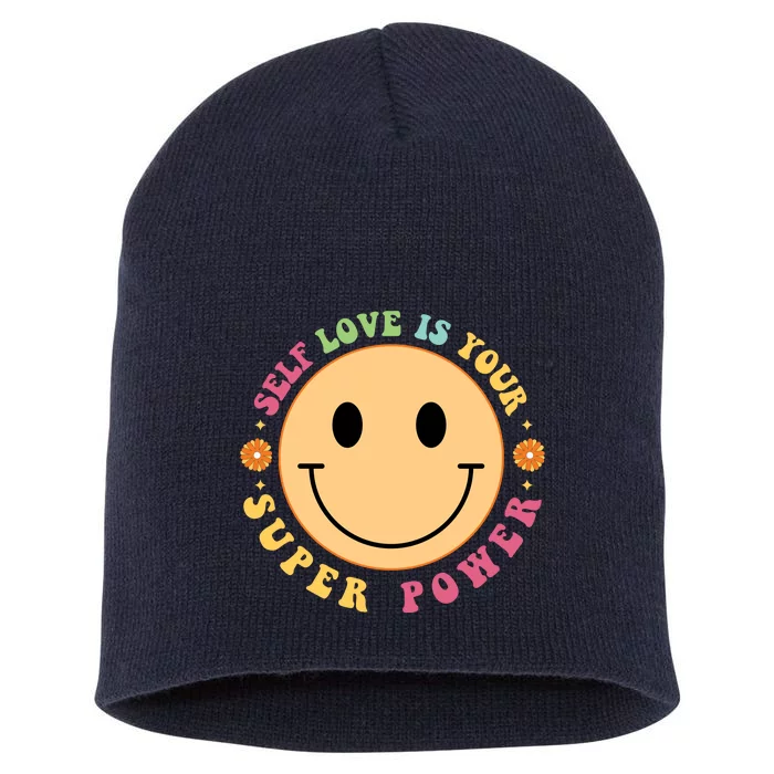 Self Love Is Your Super Power Smile Face Short Acrylic Beanie