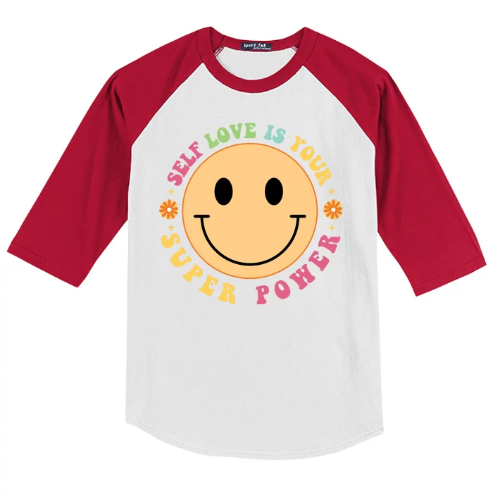 Self Love Is Your Super Power Smile Face Kids Colorblock Raglan Jersey