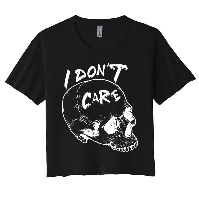 Skull Lovers I Don't Care Women's Crop Top Tee