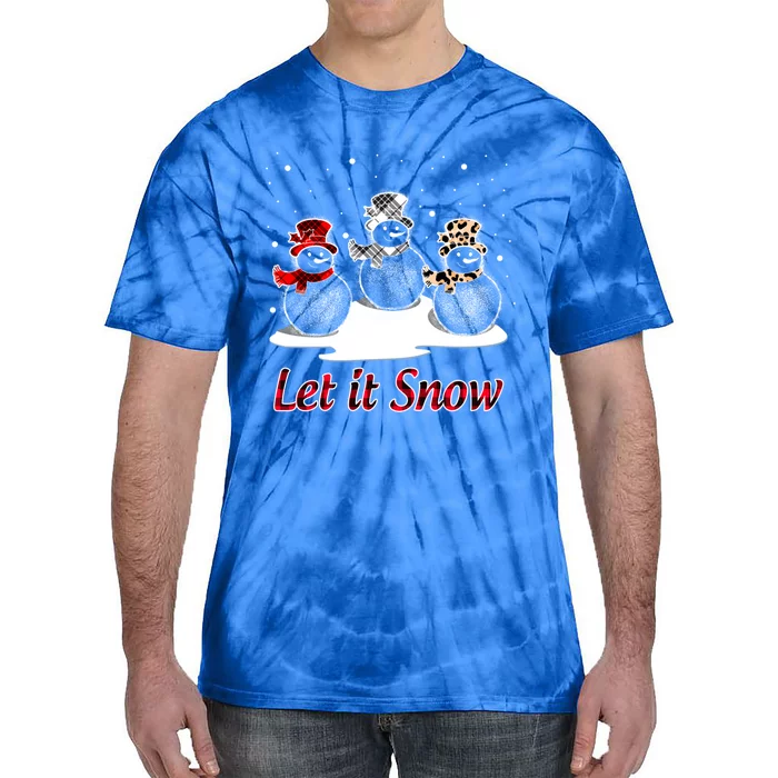 Snow Let It Snow Cute Christmas Buffalo Plaid Christmas Cute Gift Tie-Dye T-Shirt