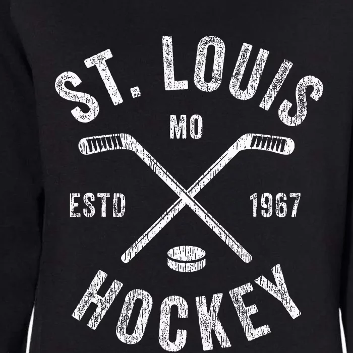 St. Louis Ice Hockey Crossed Sticks Womens California Wash Sweatshirt