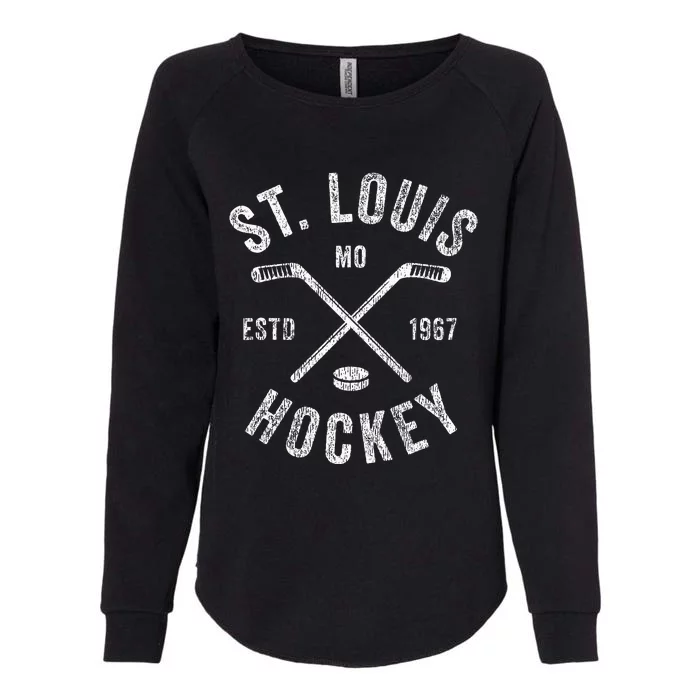 St. Louis Ice Hockey Crossed Sticks Womens California Wash Sweatshirt