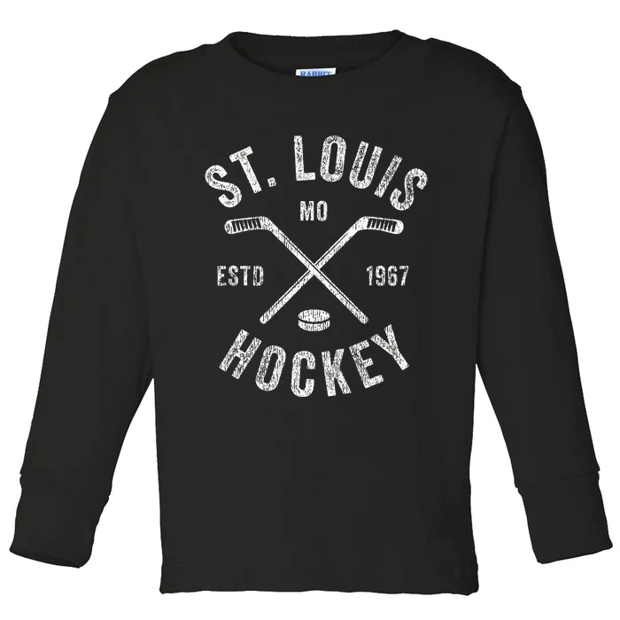 St. Louis Ice Hockey Crossed Sticks Toddler Long Sleeve Shirt