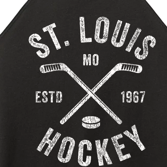 St. Louis Ice Hockey Crossed Sticks Women’s Perfect Tri Rocker Tank