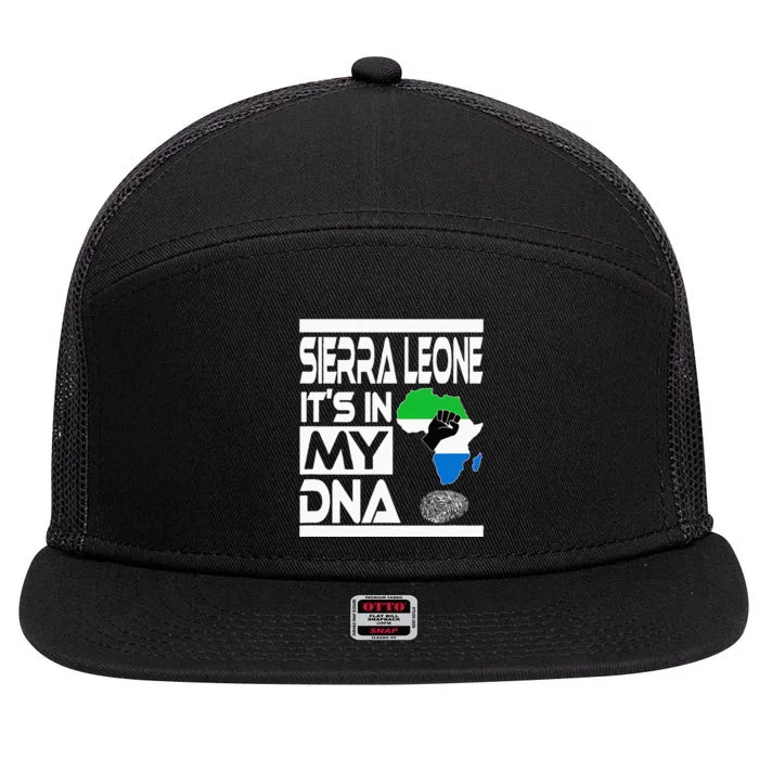 Sierra Leone Its In My DNA With Flag Africa Map Raised Fist 7 Panel Mesh Trucker Snapback Hat