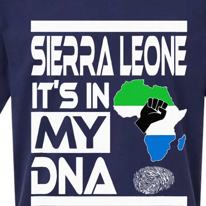 Sierra Leone Its In My DNA With Flag Africa Map Raised Fist Sueded Cloud Jersey T-Shirt