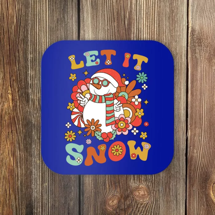 Snow Let It Snow Christmas Holiday Outfit Costume Groovy Cool Gift Coaster