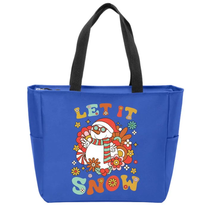 Snow Let It Snow Christmas Holiday Outfit Costume Groovy Cool Gift Zip Tote Bag