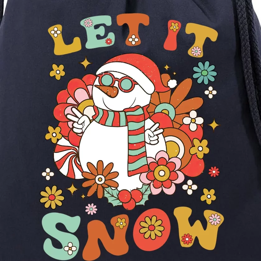 Snow Let It Snow Christmas Holiday Outfit Costume Groovy Cool Gift Drawstring Bag