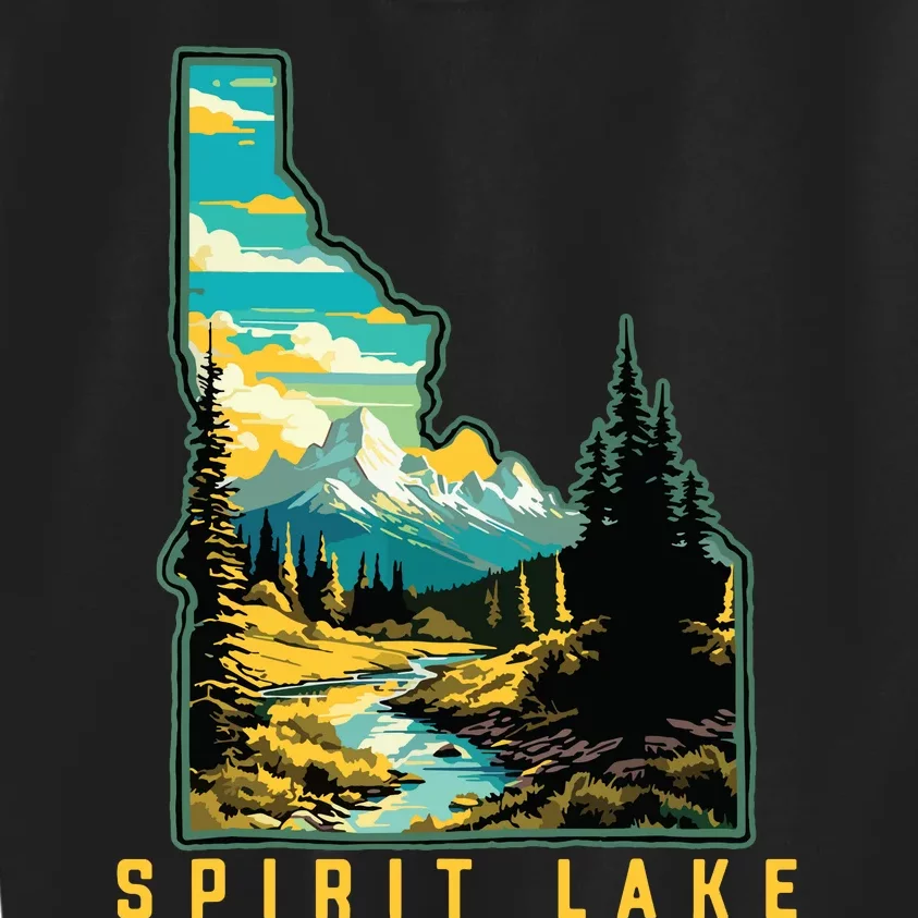 Spirit Lake Idaho State Outdoor Nature Graphic Kids Sweatshirt