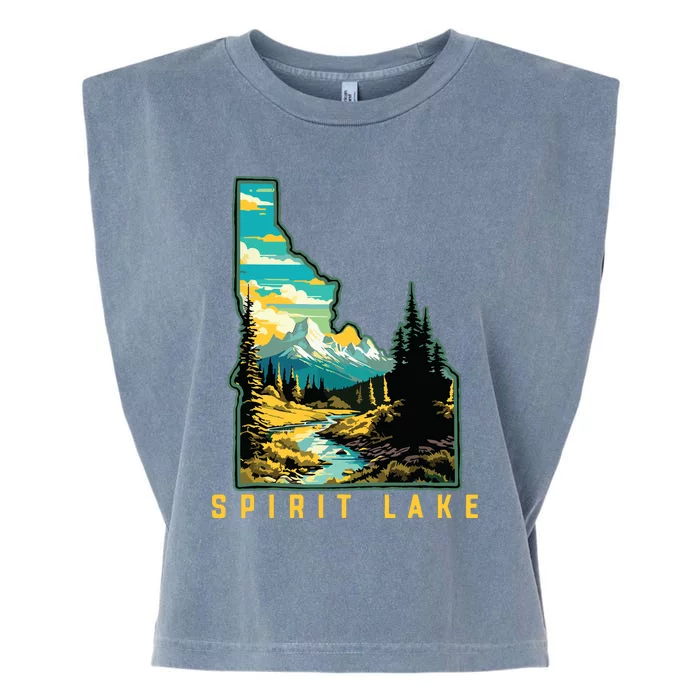 Spirit Lake Idaho State Outdoor Nature Graphic Garment-Dyed Women's Muscle Tee