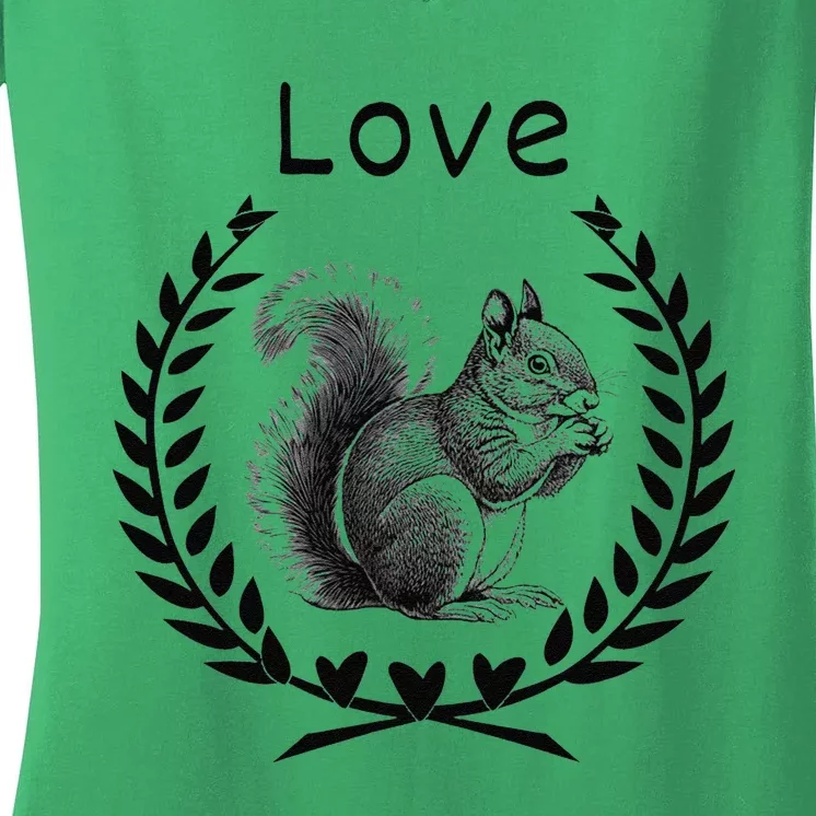 Squirrel Lover I Love Squirrels Women's V-Neck T-Shirt