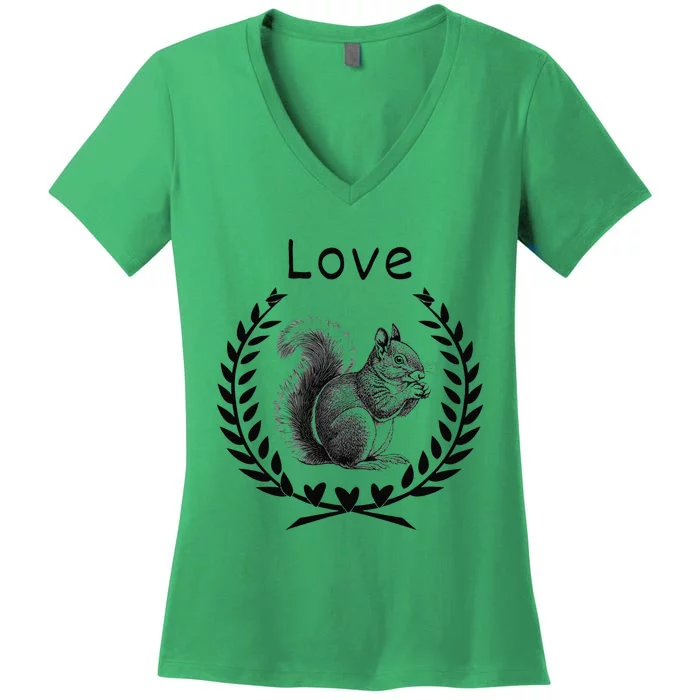 Squirrel Lover I Love Squirrels Women's V-Neck T-Shirt