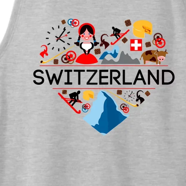 SWITZERLAND LOVE | | Illustrated Swiss Symbol, Alpine Ladies Tri-Blend Wicking Tank