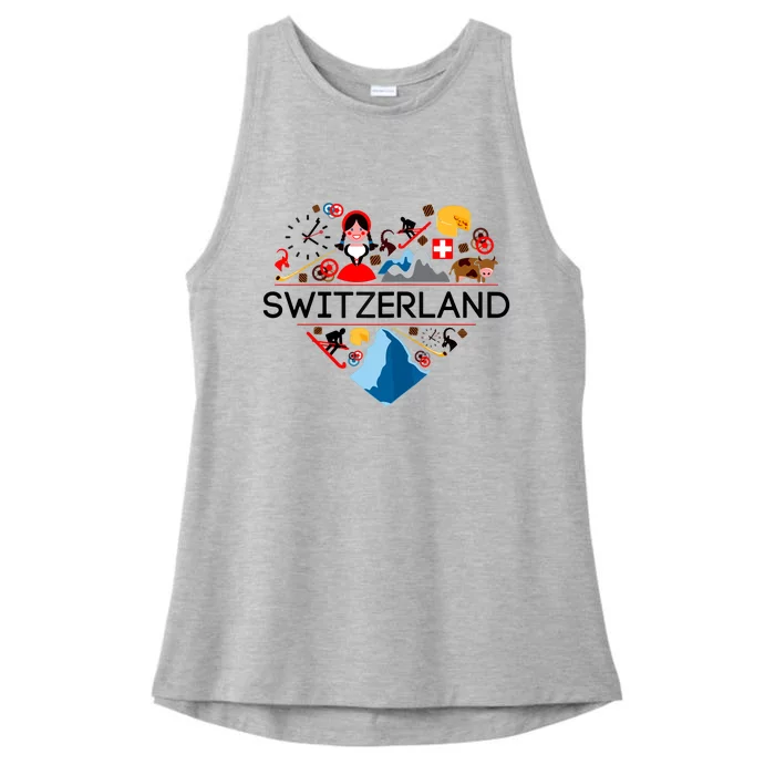 SWITZERLAND LOVE | | Illustrated Swiss Symbol, Alpine Ladies Tri-Blend Wicking Tank