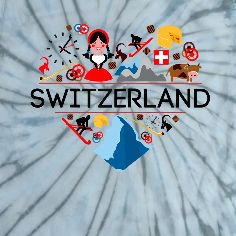 SWITZERLAND LOVE | | Illustrated Swiss Symbol, Alpine Tie-Dye T-Shirt