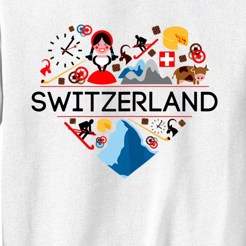 SWITZERLAND LOVE | | Illustrated Swiss Symbol, Alpine Sweatshirt