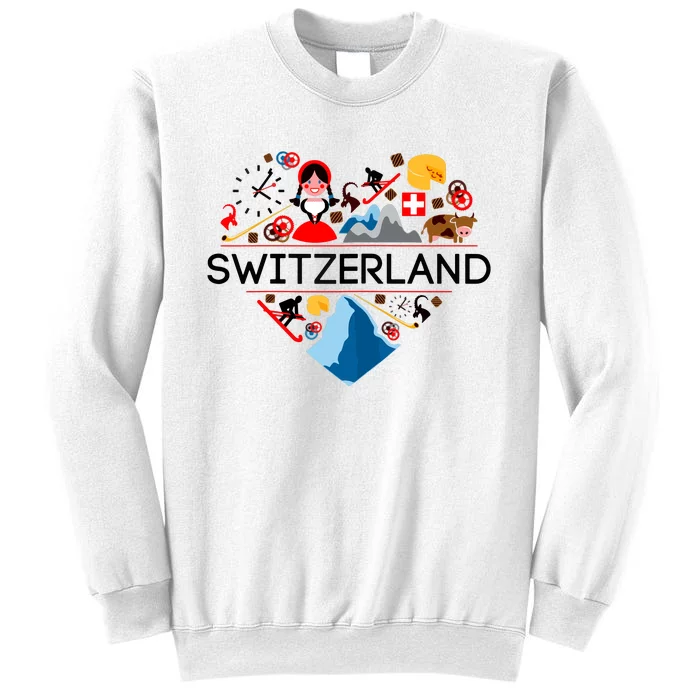 SWITZERLAND LOVE | | Illustrated Swiss Symbol, Alpine Sweatshirt