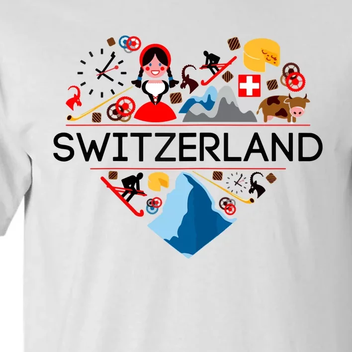 SWITZERLAND LOVE | | Illustrated Swiss Symbol, Alpine Tall T-Shirt