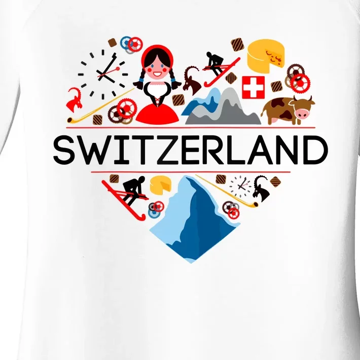 SWITZERLAND LOVE | | Illustrated Swiss Symbol, Alpine Women's Perfect Tri Tunic Long Sleeve Shirt