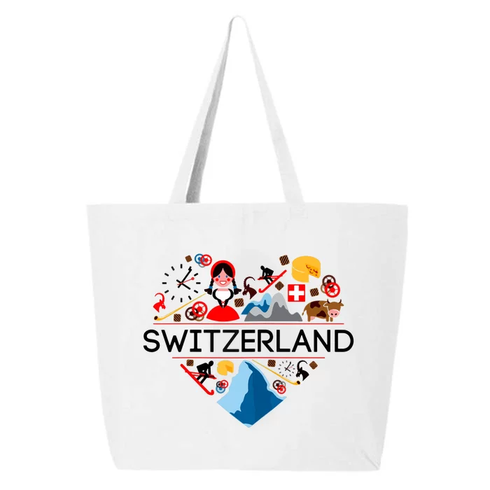 SWITZERLAND LOVE | | Illustrated Swiss Symbol, Alpine 25L Jumbo Tote