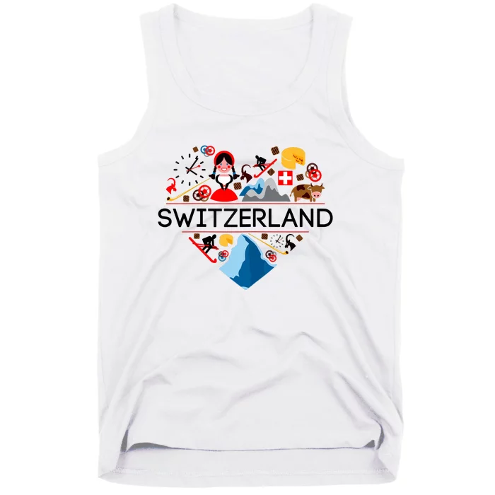 SWITZERLAND LOVE | | Illustrated Swiss Symbol, Alpine Tank Top