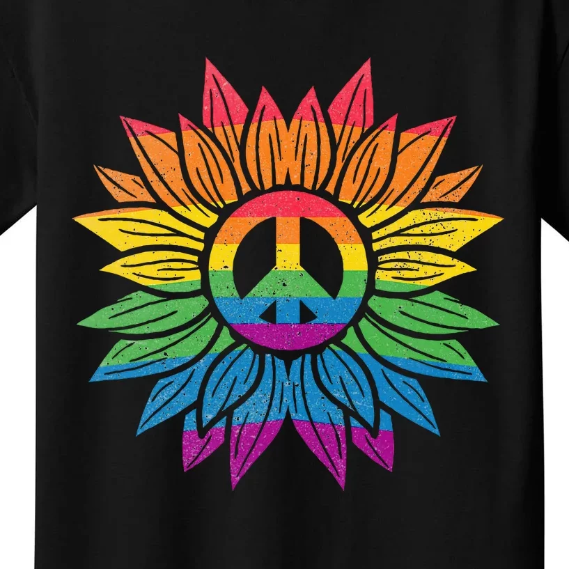 Sunflower Love Is Love Lgbt Gay Lesbian Pride Kids T-Shirt