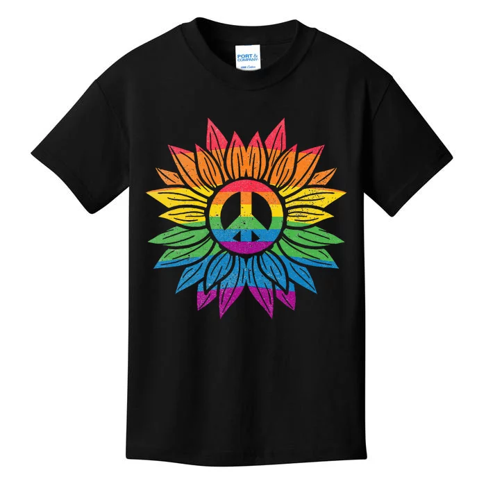 Sunflower Love Is Love Lgbt Gay Lesbian Pride Kids T-Shirt