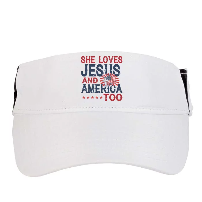 She Loves Jesus And America Too 4th Of July Patriotic Adult Drive Performance Visor