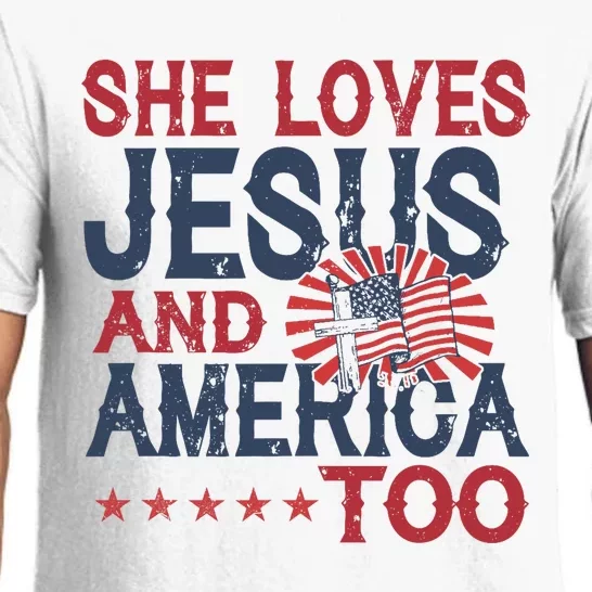 She Loves Jesus And America Too 4th Of July Patriotic Pajama Set