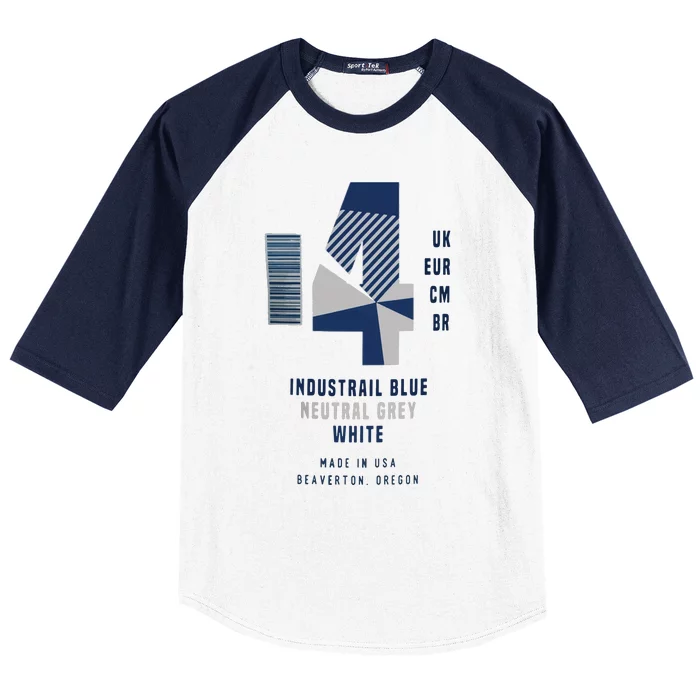 Sneaker Label Jordan 4 Industrial Blue Sneaker Baseball Sleeve Shirt