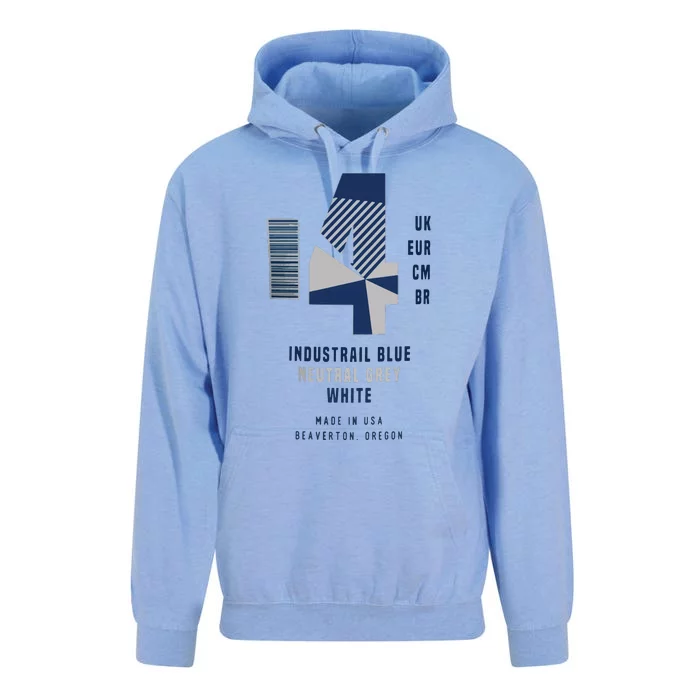 Sneaker Label Jordan 4 Industrial Blue Sneaker Unisex Surf Hoodie