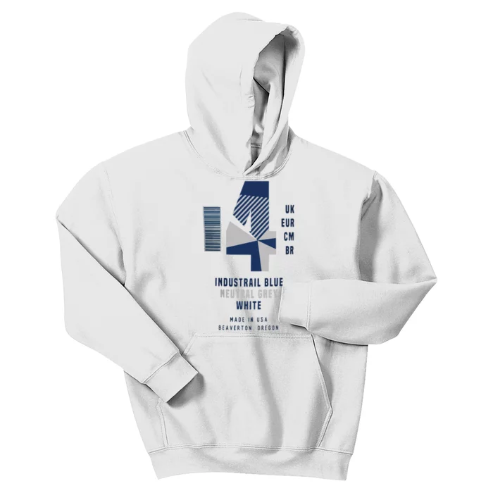 Sneaker Label Jordan 4 Industrial Blue Sneaker Kids Hoodie