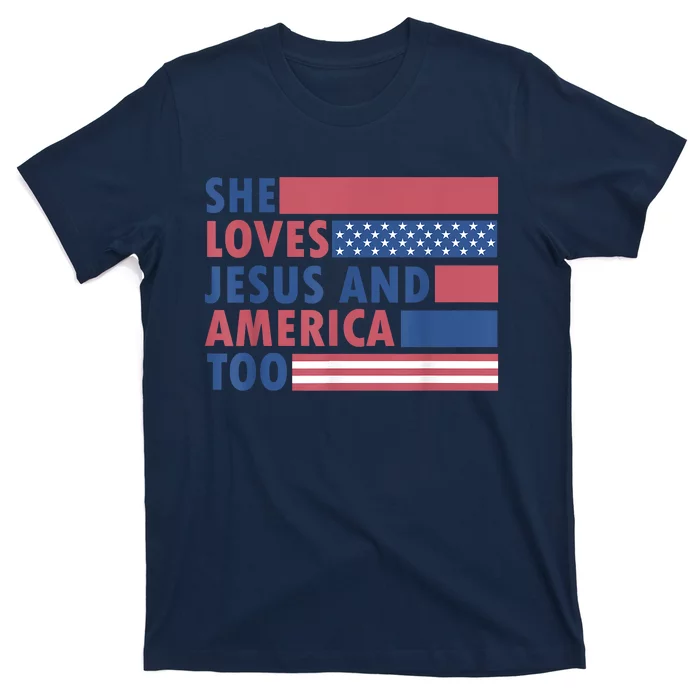 She Loves Jesus And America Too Retro T-Shirt