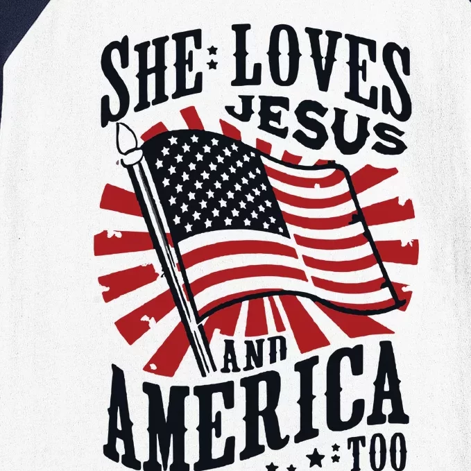 She Loves Jesus And America Too Baseball Sleeve Shirt